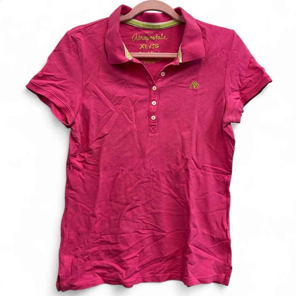 Aeropostale Women's Fuchsia Polo Shirt Preppy Y2K Mall Golf Collar XL Plackey